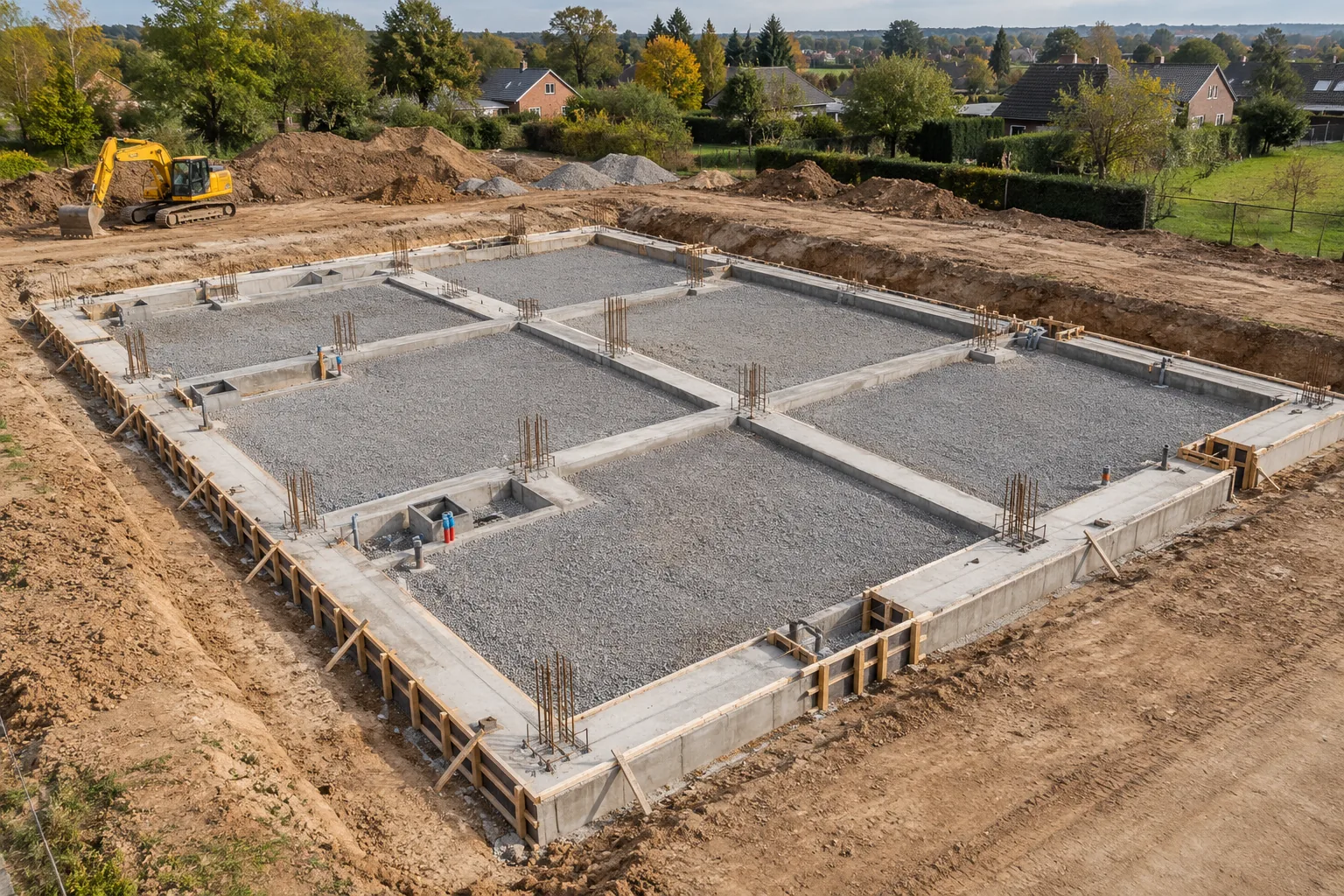 Terrassement et fondations d'une plateforme de 620 m² à Andenne