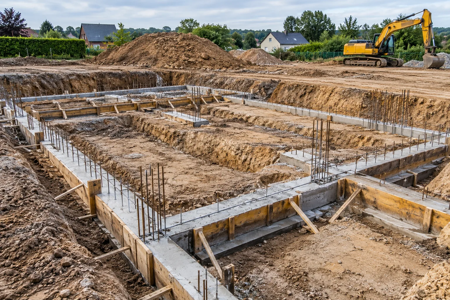 Engin de terrassement préparant le sol