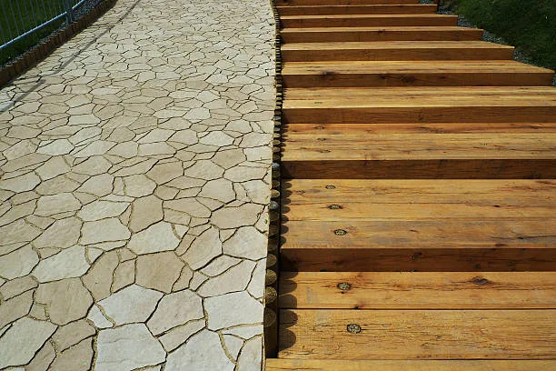 Terrasse bois avec dallage céramique intégré